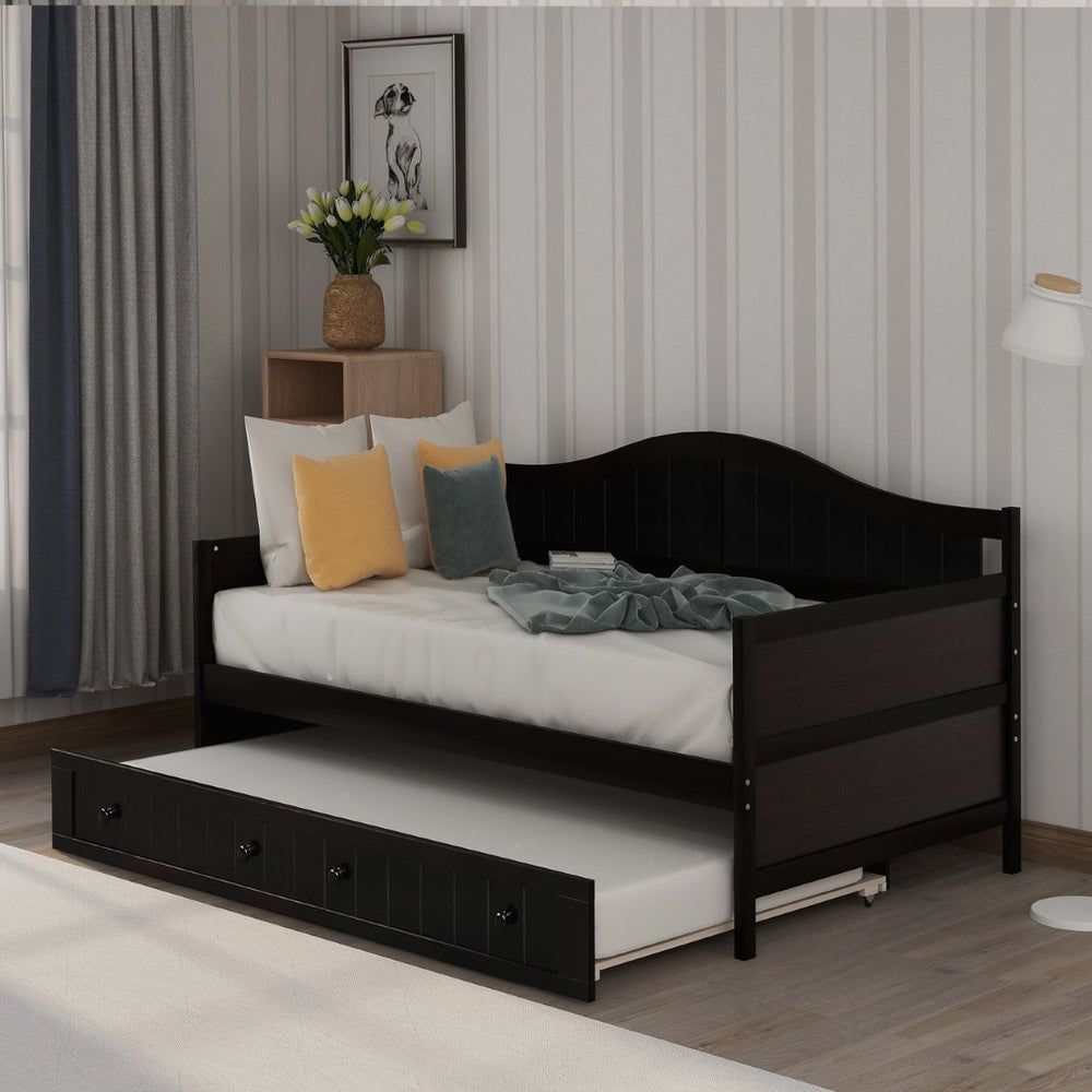 English Elm Twin Cottage Beadboard Daybed with Pull-out Trundle Pinewood Frame Guest Room WF192861AAP