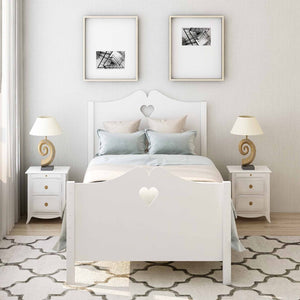 English Elm Bed Frame Twin Platform with Paneled Headboard Pinewood Slats No Box Spring Needed LP000070AAK