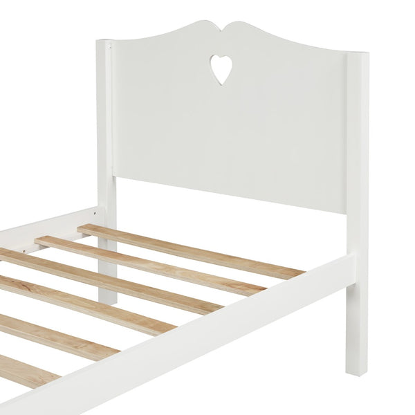 English Elm Bed Frame Twin Platform with Paneled Headboard Pinewood Slats No Box Spring Needed LP000070AAK