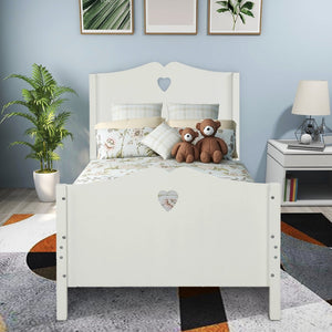 English Elm Bed Frame Twin Platform with Paneled Headboard Pinewood Slats No Box Spring Needed LP000070AAK
