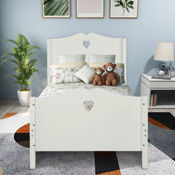 English Elm Bed Frame Twin Platform with Paneled Headboard Pinewood Slats No Box Spring Needed LP000070AAK
