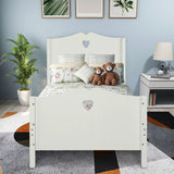 Hearth and Haven Amulet Twin Size Platform Bed with Headboard and Wood Slat Support, White LP000070AAK