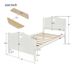 English Elm Bed Frame Twin Platform with Paneled Headboard Pinewood Slats No Box Spring Needed LP000070AAK