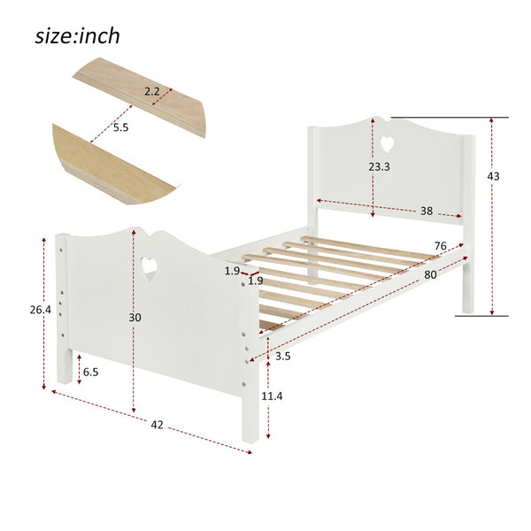 English Elm Bed Frame Twin Platform with Paneled Headboard Pinewood Slats No Box Spring Needed LP000070AAK