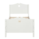 Hearth and Haven Amulet Twin Size Platform Bed with Headboard and Wood Slat Support, White LP000070AAK