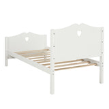 Hearth and Haven Amulet Twin Size Platform Bed with Headboard and Wood Slat Support, White LP000070AAK