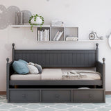 Hearth and Haven Wood Daybed with Three Drawers , Twin Size Daybed, No Box Spring Needed , Gray WF295565AAE