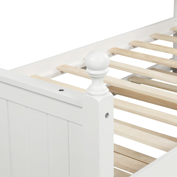 English Elm Twin Pine Wood Daybed with Pull Out Trundle Slatted Classic Guest Room Frame WF295566AAK