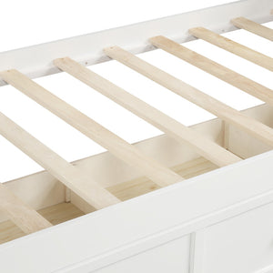 English Elm Wood Twin Daybed with Three Storage Drawers Pine Frame Slatted Guest Room Lounge WF295565AAK