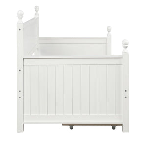 English Elm Wood Twin Daybed with Three Storage Drawers Pine Frame Slatted Guest Room Lounge WF295565AAK