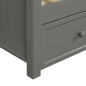 English Elm Wood Twin Daybed Solid Pine Frame with Three Storage Drawers and Traditional Style LP000077AAE