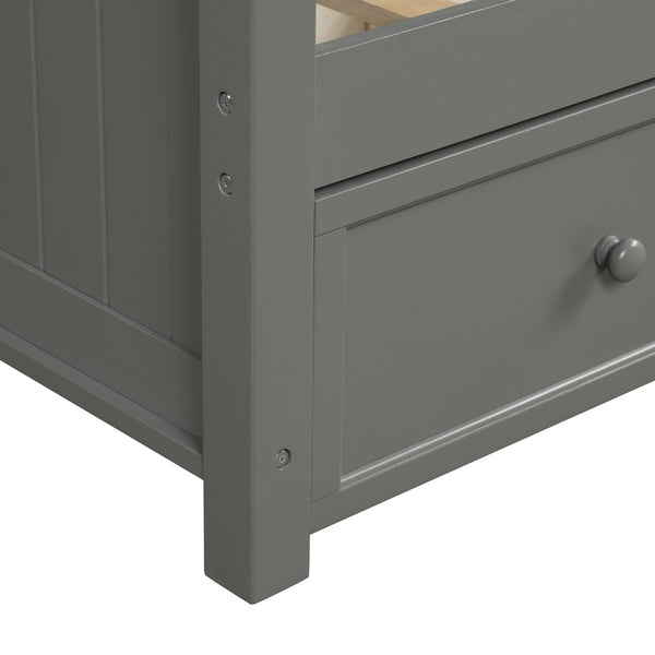 English Elm Wood Twin Daybed Solid Pine Frame with Three Storage Drawers and Traditional Style LP000077AAE