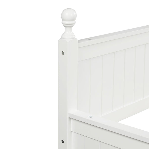 English Elm Twin Pine Wood Daybed with Pull Out Trundle Slatted Classic Guest Room Frame WF295566AAK