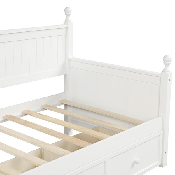 English Elm Wood Twin Daybed with Three Storage Drawers Pine Frame Slatted Guest Room Lounge WF295565AAK