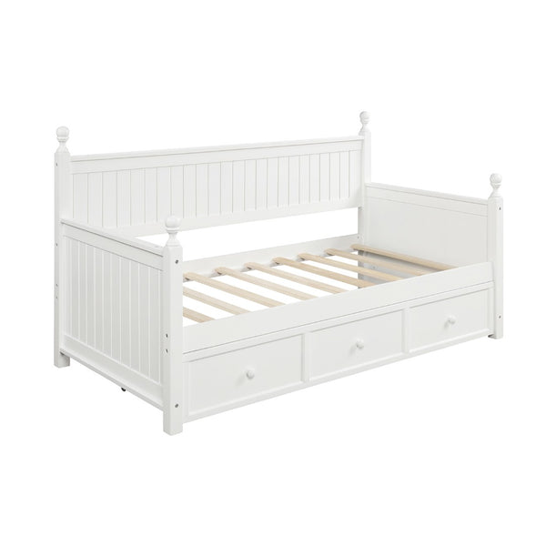 English Elm Wood Twin Daybed with Three Storage Drawers Pine Frame Slatted Guest Room Lounge WF295565AAK