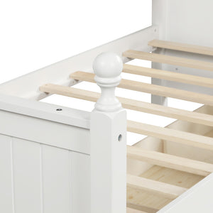 English Elm Wood Twin Daybed with Three Storage Drawers Pine Frame Slatted Guest Room Lounge WF295565AAK