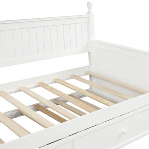 English Elm Twin Pine Wood Daybed with Pull Out Trundle Slatted Classic Guest Room Frame WF295566AAK