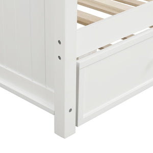 English Elm Twin Pine Wood Daybed with Pull Out Trundle Slatted Classic Guest Room Frame WF295566AAK