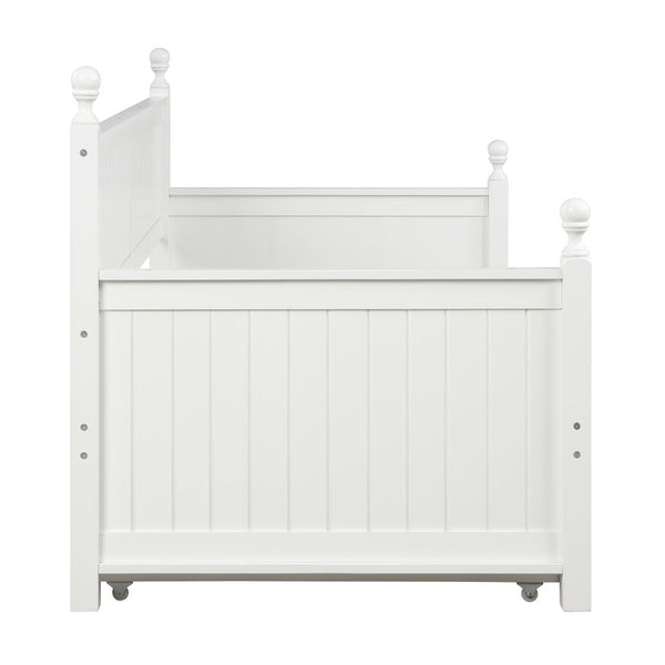 English Elm Twin Pine Wood Daybed with Pull Out Trundle Slatted Classic Guest Room Frame WF295566AAK