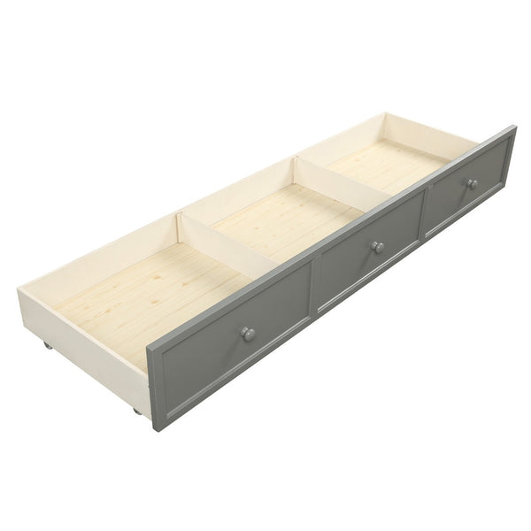 English Elm Wood Twin Daybed Solid Pine Frame with Three Storage Drawers and Traditional Style LP000077AAE