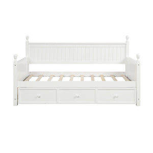 English Elm Wood Twin Daybed with Three Storage Drawers Pine Frame Slatted Guest Room Lounge WF295565AAK
