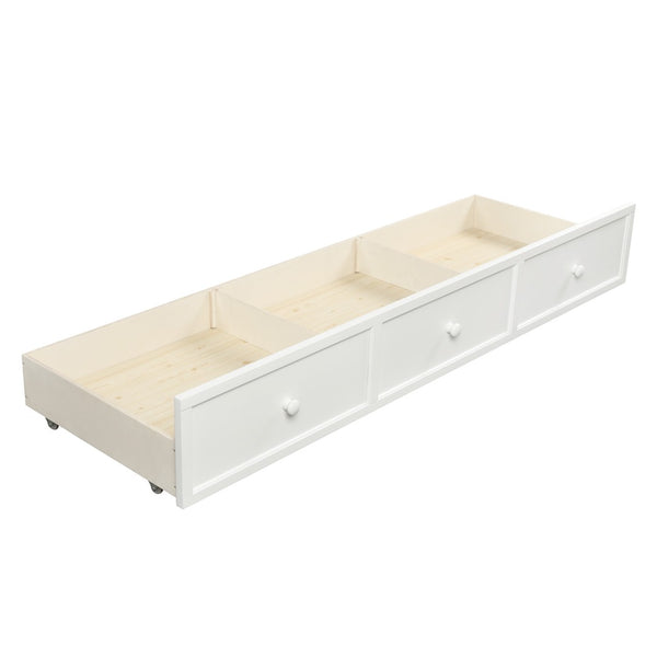 English Elm Wood Twin Daybed with Three Storage Drawers Pine Frame Slatted Guest Room Lounge WF295565AAK