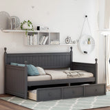 Wood Daybed with Three Drawers , Twin Size Daybed, No Box Spring Needed , Gray