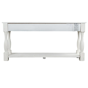 English Elm Trexm Mediterranean Console Table 64 Inch Pine Wood with Three Drawers Entryway WF193795AAK