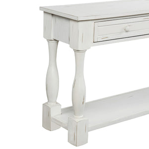 English Elm Trexm Mediterranean Console Table 64 Inch Pine Wood with Three Drawers Entryway WF193795AAK
