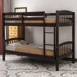 Hearth and Haven Stucci Twin over Twin Bunk Bed with Curved Headboard and Ladder, Espresso LT000066AAP