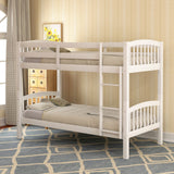 Hearth and Haven Stucci Twin over Twin Bunk Bed with Curved Headboard and Ladder, White LT000066AAK