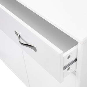 English Elm Two Door White Cabinet Side Table with Drawer and Shelves for Modern Living Rooms W28203337
