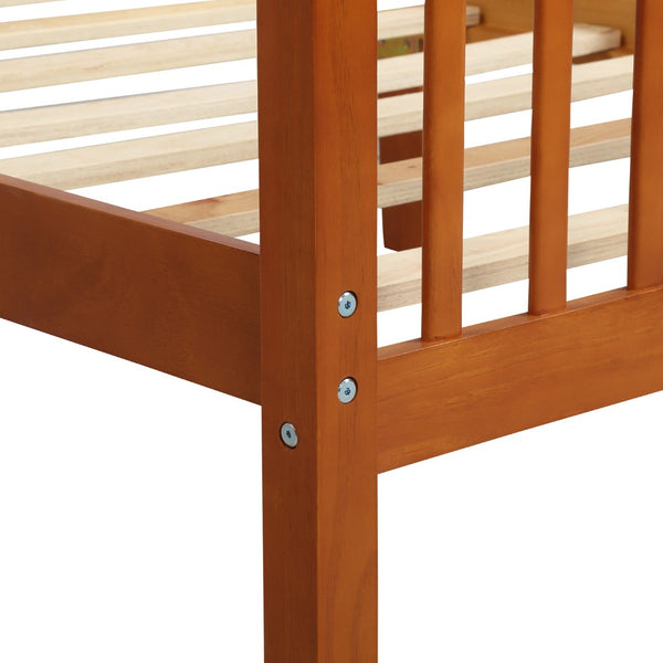 English Elm Wood Pine Platform Bed Oak Finish Low Profile Frame with Headboard for Twin Xl WF191767AAL