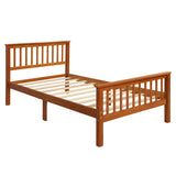Hearth and Haven Auroral Twin Size Platform Bed with Solid Wood Slat Support and 6 Foots, Oak WF191767AAL