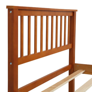 English Elm Wood Pine Platform Bed Oak Finish Low Profile Frame with Headboard for Twin Xl WF191767AAL