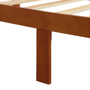 English Elm Wood Pine Platform Bed Oak Finish Low Profile Frame with Headboard for Twin Xl WF191767AAL
