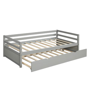 English Elm Daybed with Pull Out Trundle Twin Pine Wood Frame Guest Room Sleep Solution Gray WF191421AAE