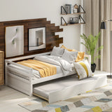 Hearth and Haven Luminea Twin Size Daybed with Trundle Frame Set, White WF191421AAK