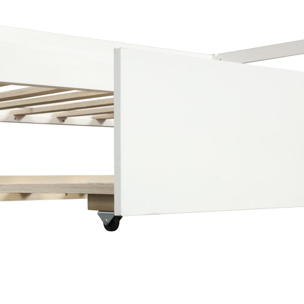 English Elm Daybed with Pull Out Trundle Twin Pine Wood Frame Guest Room Sleep Solution White WF191421AAK