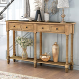 English Elm Trexm Console Table Sofa Table Easy Assembly With Two Storage Drawers and Bottom Shelf For Living Room, Entryway (Old Pine)