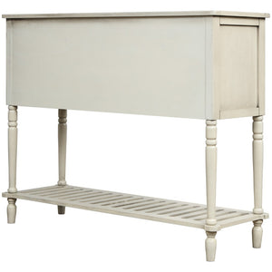 English Elm Trexm Farmhouse Buffet Cabinet with Glass Doors Drawers and Open Shelf Display WF193444AAE