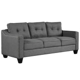 English Elm 3 Piece Living Room Set With Tufted Cushions.