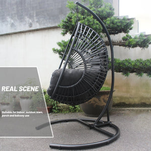 English Elm Outdoor Hand Woven Pe Wicker Egg Hanging Chair Seat for Patio Balcony Resort Style W40032678