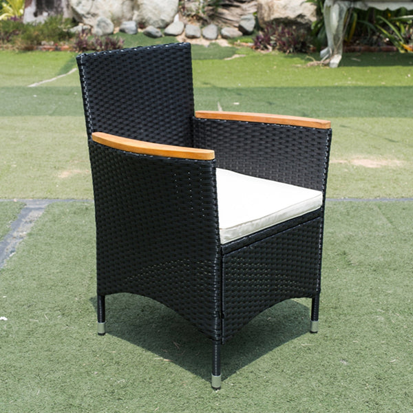 English Elm Eelifee 7-Piece Outdoor Wicker Dining Set With Acacia Wood Top - Stylish, Durable, And Comfortable! W329S00006