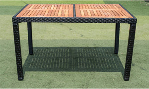 English Elm Eelifee 7-Piece Outdoor Wicker Dining Set With Acacia Wood Top - Stylish, Durable, And Comfortable! W329S00006