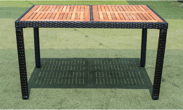 English Elm Eelifee 7-Piece Outdoor Wicker Dining Set With Acacia Wood Top - Stylish, Durable, And Comfortable! W329S00006