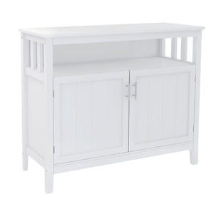 English Elm Kitchen Buffet Server Cabinet with Adjustable Shelves and Scratch Resistant White Finish W28209580