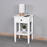 Hearth and Haven White Bathroom Floor-Standing Storage Table with a Drawer W40914889