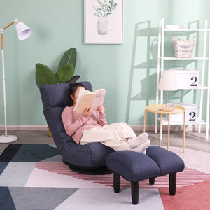 English Elm floor folding reclining chair for living room tatami dormitory—adjustable 3-position comfy space-saving sofa W24417915