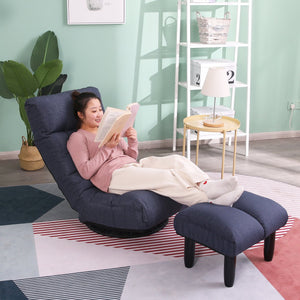 English Elm floor folding reclining chair for living room tatami dormitory—adjustable 3-position comfy space-saving sofa W24417915